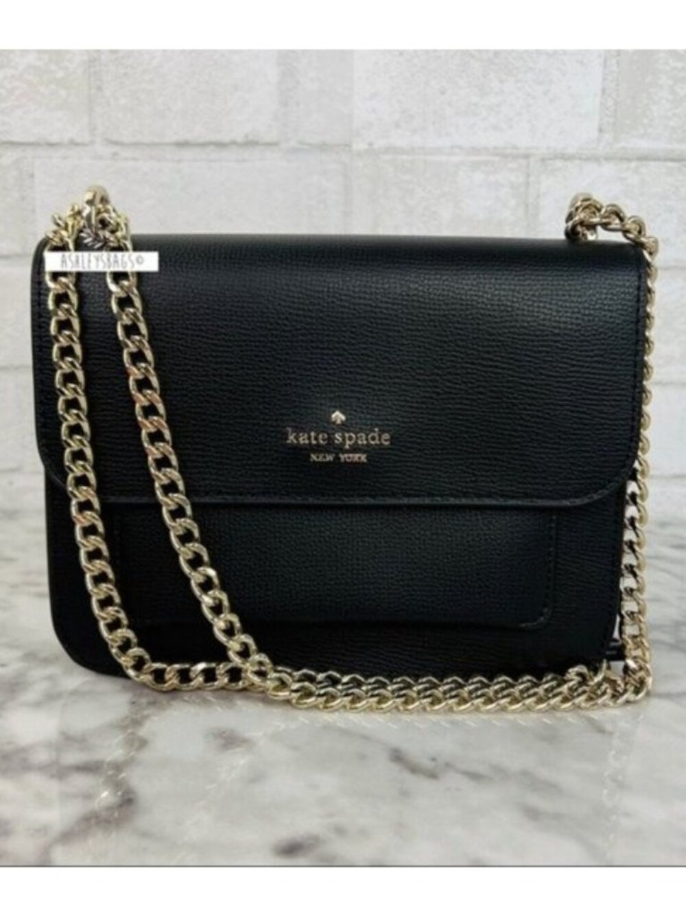 Kate Spade Black Remi Flap Chain Crossbody Shoulder Bag